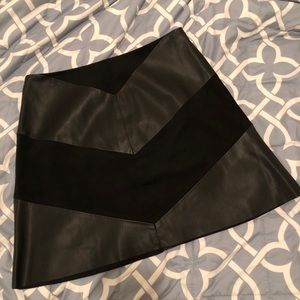 Zara Basic Faux Leather & suede zip back skirt